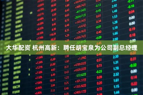 大华配资 杭州高新：聘任胡宝泉为公司副总经理